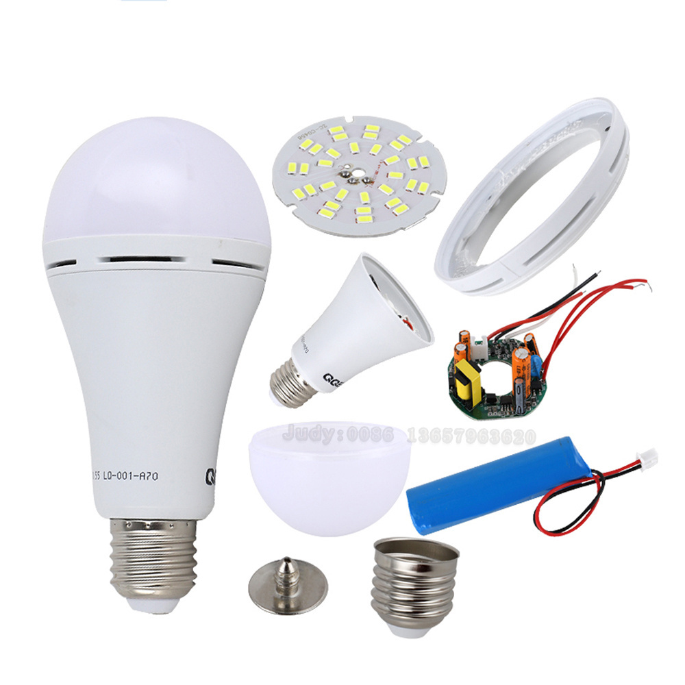 China Supplier smart lamps 7w 9w 12w 15w 20w led rechargeable bulb parts DOB emergency bulb SKD rechargeable bulb