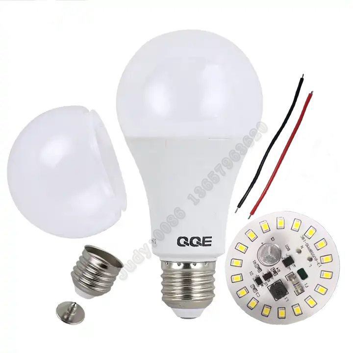 Free samples E27 9W led bulb raw material A60 3w-100w bulbs skd parts for home E27 light spare parts by China bulb factory