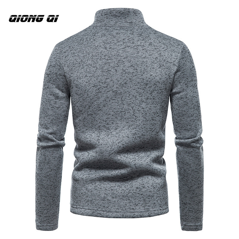 2024 new zipper placket men's turtleneck bottoming T-shirt sweater man