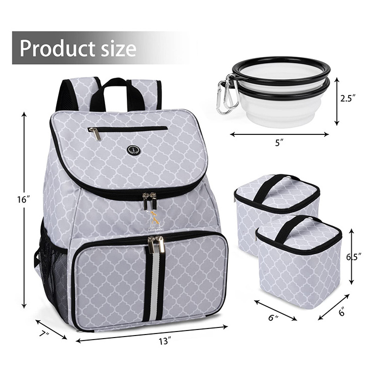 QQgift custom Dog Travel Bag Airline Approved Pet Supplies Backpack Dog Travel Backpack with 2 Silicone Collapsible Bowls