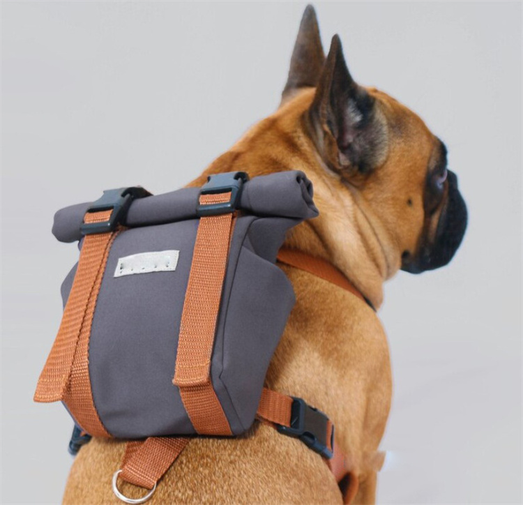 QQgift OEM custom New Designer Luxury cotton canvas outdoor Dog walking Saddle backpack bag harness for Pets Dogs walking hiking