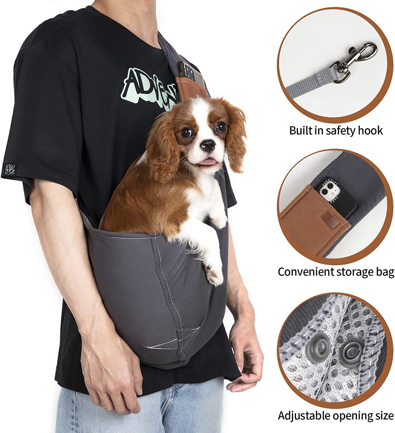 QQgift Custom Logo Dog Sling Carrier Adjustable Shoulder Strap Length Puppy Carrier for Small Dogs Suitable for Cats and Dogs