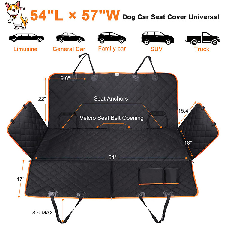 QQgift custom oxford Dog Car Seat Cover With Seat Belt Waterproof Pet Car Hammock Back Seat Cover For Dogs to protect your cars