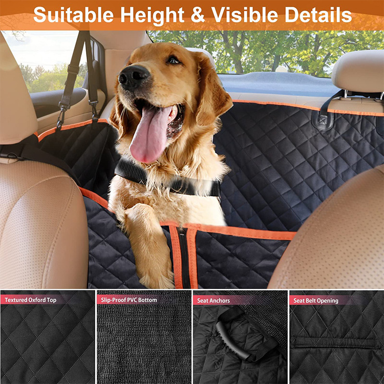 QQgift custom oxford Dog Car Seat Cover With Seat Belt Waterproof Pet Car Hammock Back Seat Cover For Dogs to protect your cars