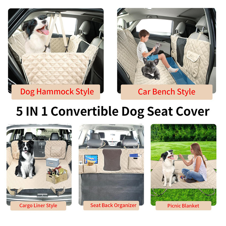 QQgift custom Dog Car Seat Cover for Back Seat Car Hammock Waterproof Backseat Protector for Dogs pet car seat cover for dogs