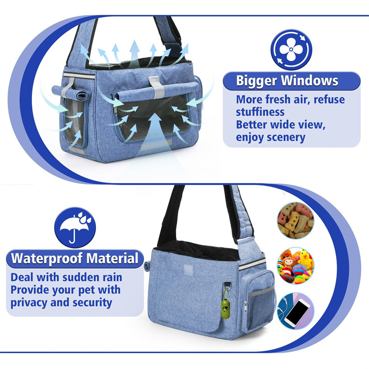 QQgift custom luxury Dog Sling Carrier for small Medium Dogs Pet Carrier Sling with Breathable Windows cat transport bags