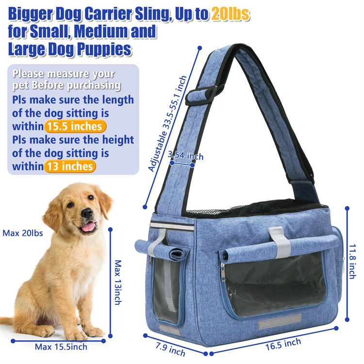 QQgift custom luxury Dog Sling Carrier for small Medium Dogs Pet Carrier Sling with Breathable Windows cat transport bags