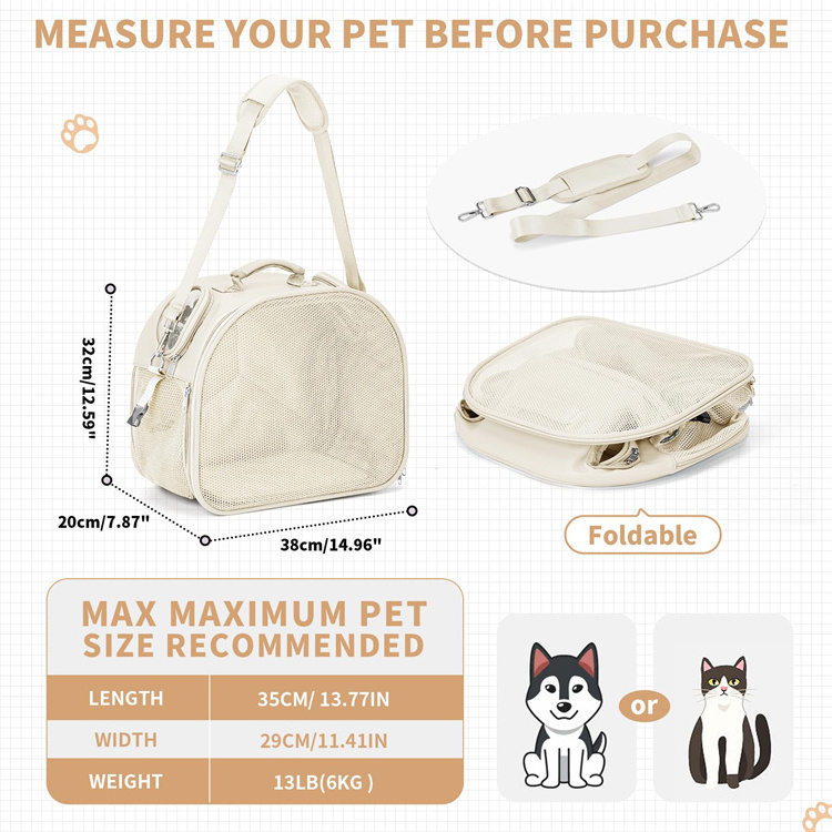 QQgift cat Carrier Tote Pet Travel Bag for Cat and Small Dog Dog Purse with Foldable Waterproof  durable cat transport box