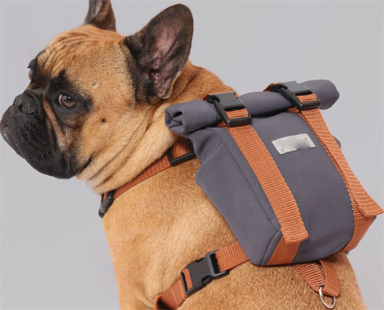 QQgift OEM custom New Designer Luxury cotton canvas outdoor Dog walking Saddle backpack bag harness for Pets Dogs walking hiking