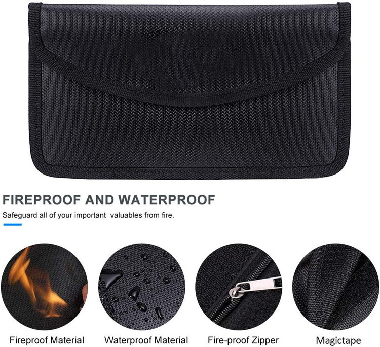 QQgift custom logo Fireproof Document Bag, Fireproof Money Bag Container, Large Capacity Fireproof Waterproof Briefcase