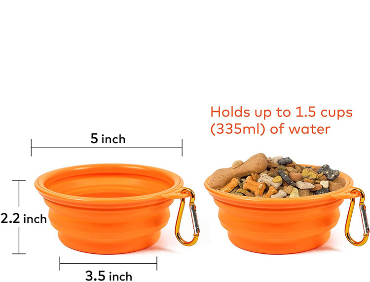 QQgift OEM custom Travel Food Bag & Bowl Kit for Food and Water 15 Cup Cat & Dog Food Bag with 2 Collapsible Bowls - Kibble Bag