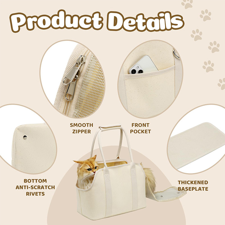 QQgift Custom hot sale Cat Dog Carrier Purse for Small Dogs Foldable Waterproof Airline Approved Soft-Sided Carrier with Pocket