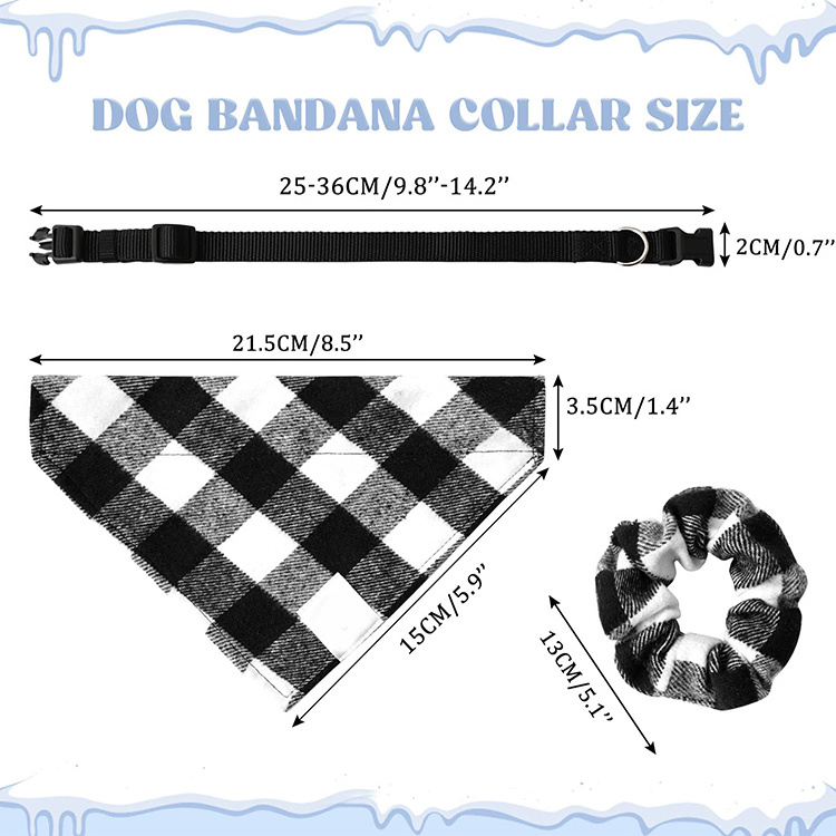 QQgift custom Dog Collar Bandana Matching Scrunchie Set Adjustable Boy Dog Bandanas Collars Pet Accessories for Small Dogs