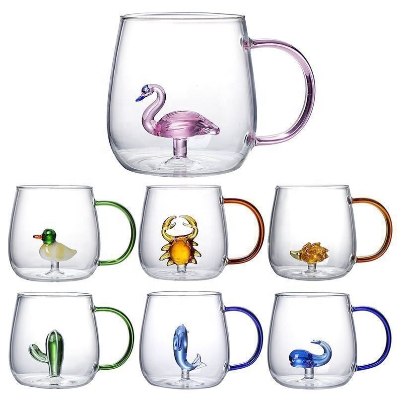 Cute plant strange three-dimensional modeling glass Animal Creative Milk Cute Glass mug