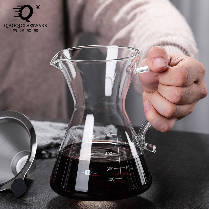 Borosilicate Glass Coffee Pot With Stainless Filters Heat-resistant Glass Handmade Brewed Coffee Pot