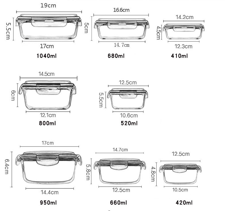 Food Storage Container Hot Selling Borosilicate Glass Bento Lunch Box Storage Tubs,storage Boxes & Bins Plastic Sealed Lid White