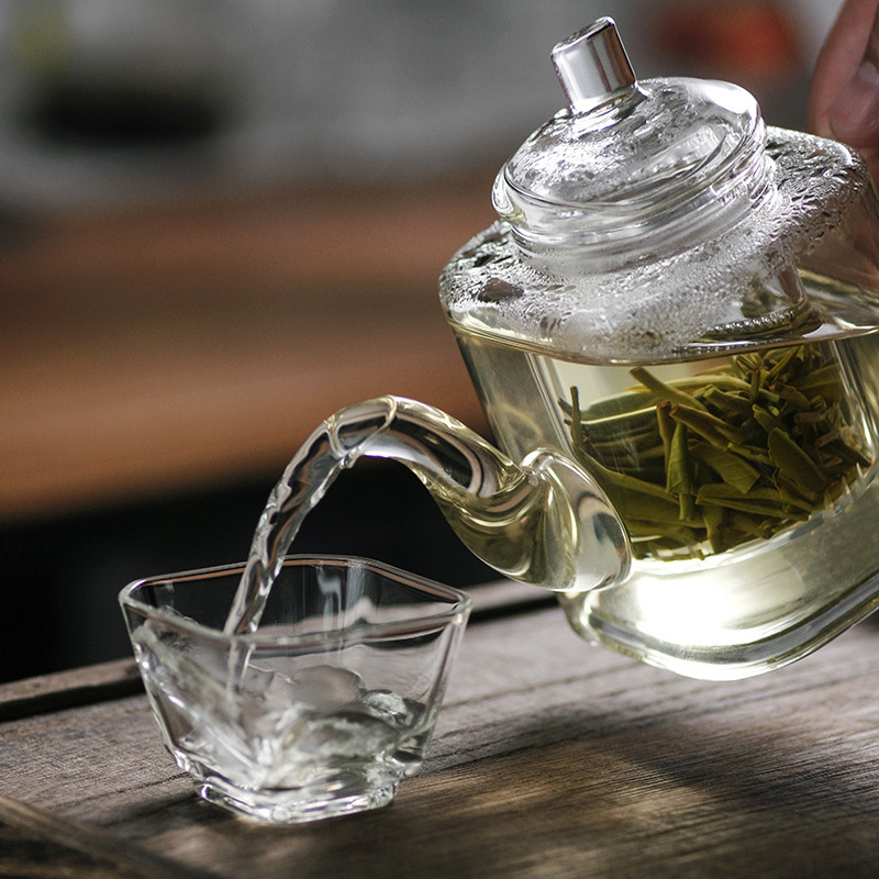 Heat-resistant glass tea strainer square bottom tea coffee water carafe milk container juice pitcher borosilic glass teapot