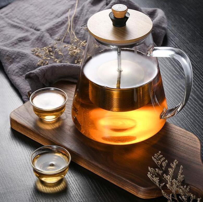 Thicken heat-resisting tea kettle with high borosilicate detachable stainless steel filter flower teapot can be heated directly