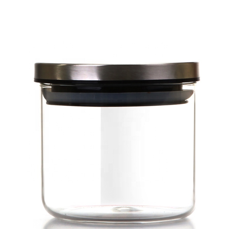 Clear 350ml high broscilate glass jar wood lid Food seal can glass jar