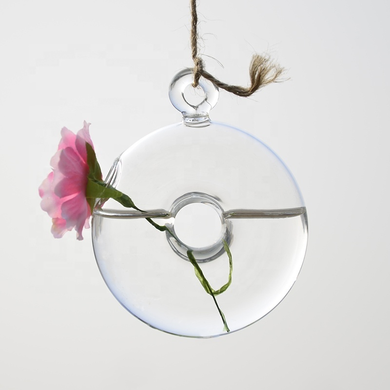 Creative Hanging round glass vase wholesale glass car copper coin shape vase