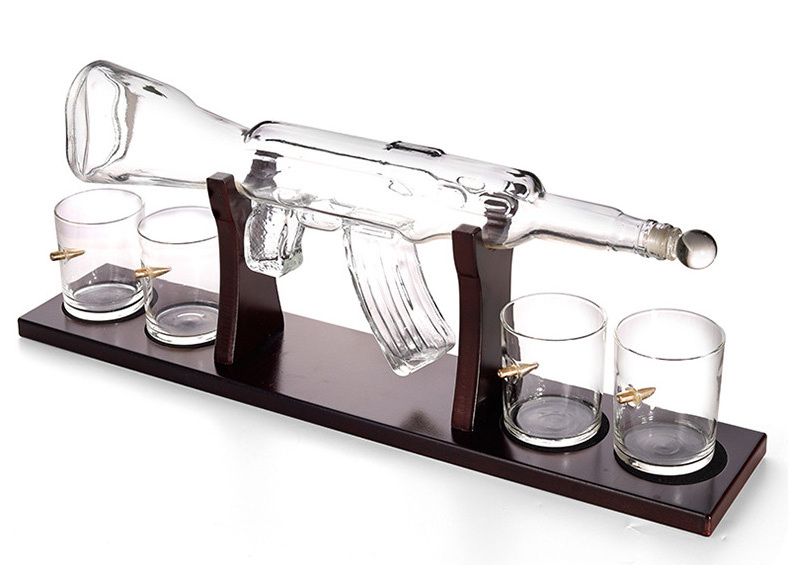 Transparent AK 47 Gun Shaped Tequila Glass Liquor Vodka Bottle for Whiskey Gun Decanter Set