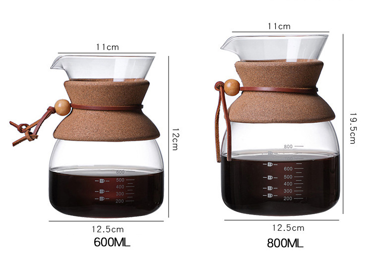 Pour Over Coffee Tea Set Coffee Drip Pot Glass Coffee Server