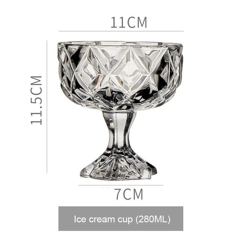 Creative short-footed ice cream cup household high-value dessert glass souvenir cup painted glass cup