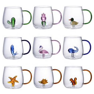 Cute plant strange three-dimensional modeling glass Animal Creative Milk Cute Glass mug