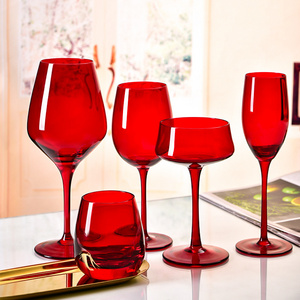 Medieval European Red Festive Crystal Glass Goblet Set Wedding Special Red Wine Glass