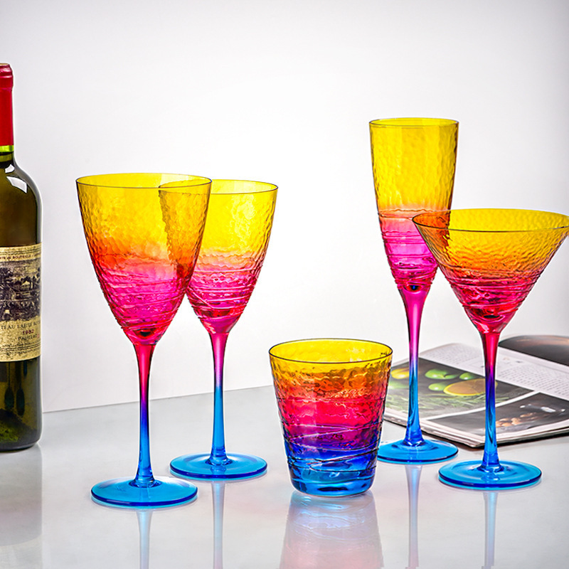 Nordic gradient wine glass Home crystal glass Goblet Wine Glasses champagne Creative home water Glassware