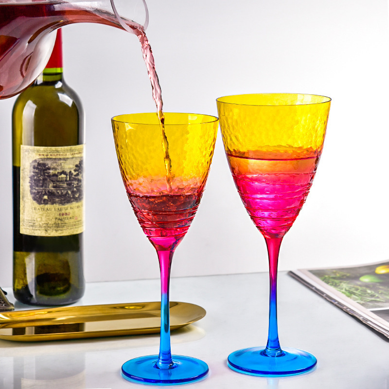 Nordic gradient wine glass Home crystal glass Goblet Wine Glasses champagne Creative home water Glassware