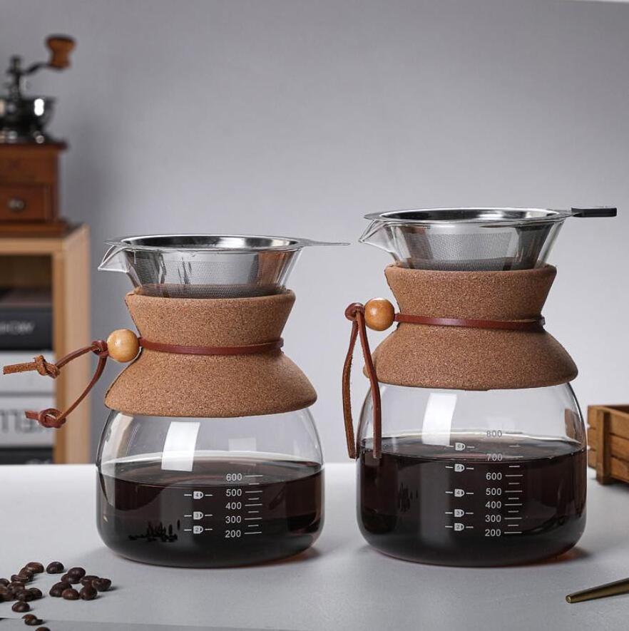 Pour Over Coffee Tea Set Coffee Drip Pot Glass Coffee Server