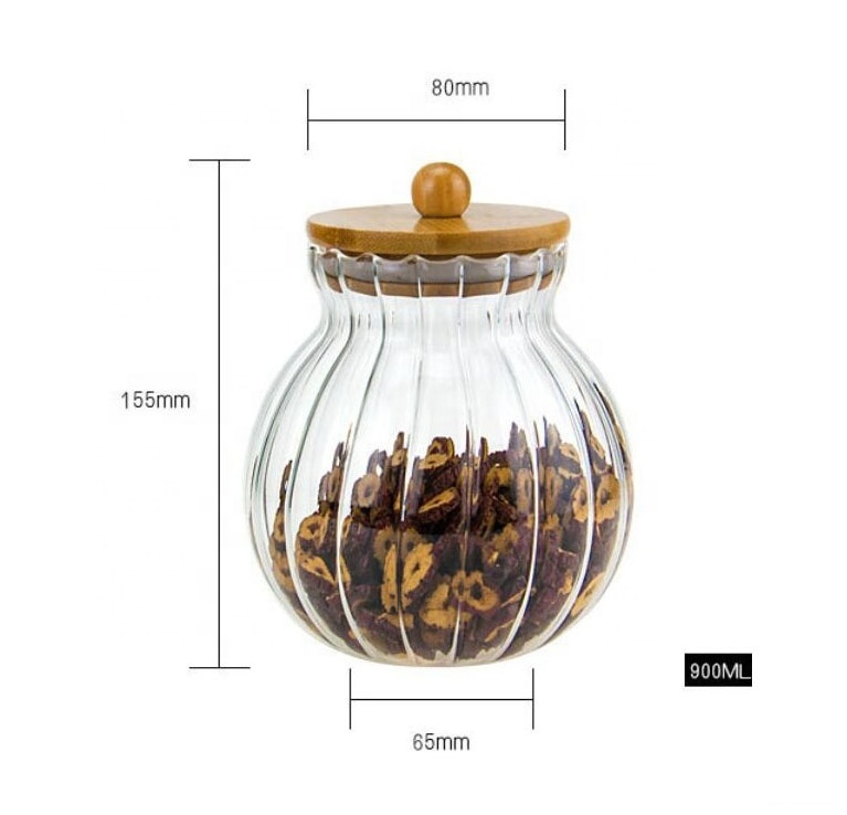 Factory wholesale creative pumpkin stripes 900ml glass jars high borosilicate heat-resistant sealed jars