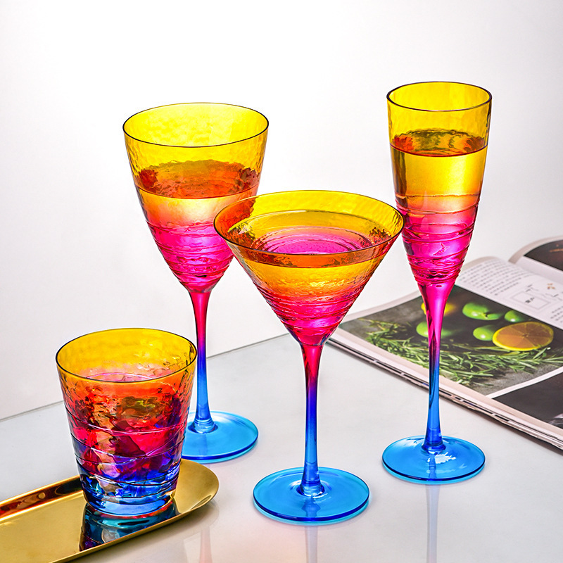 Nordic gradient wine glass Home crystal glass Goblet Wine Glasses champagne Creative home water Glassware