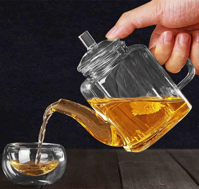 Heat-resistant glass tea strainer square bottom tea coffee water carafe milk container juice pitcher borosilic glass teapot