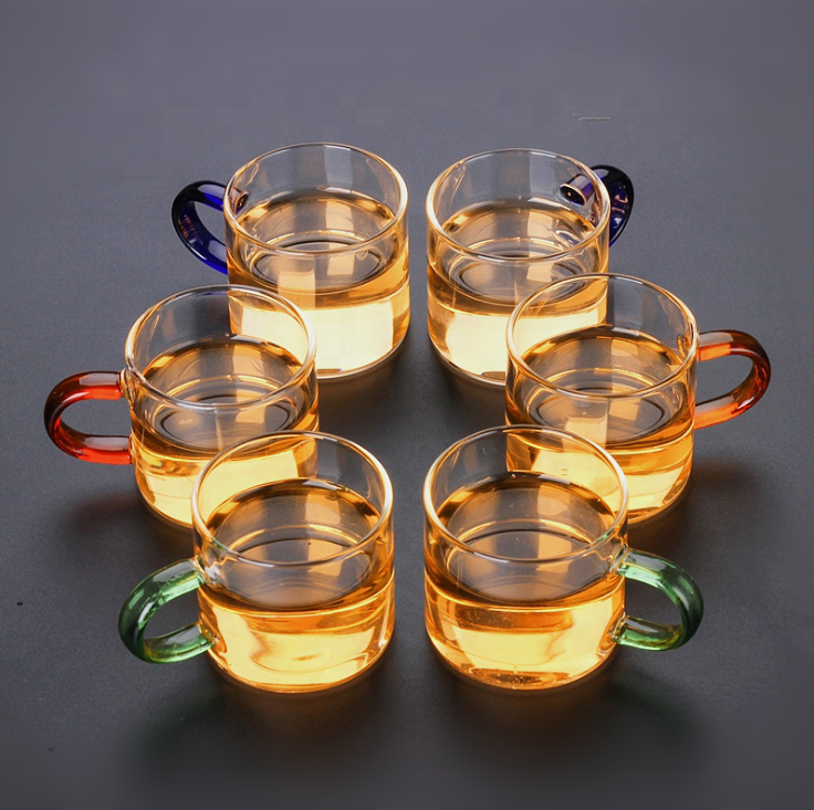 Manufacturers Wholesale High Borosilicate Glass Tea Cup with Handle Transparent Kung Fu Tea Cup