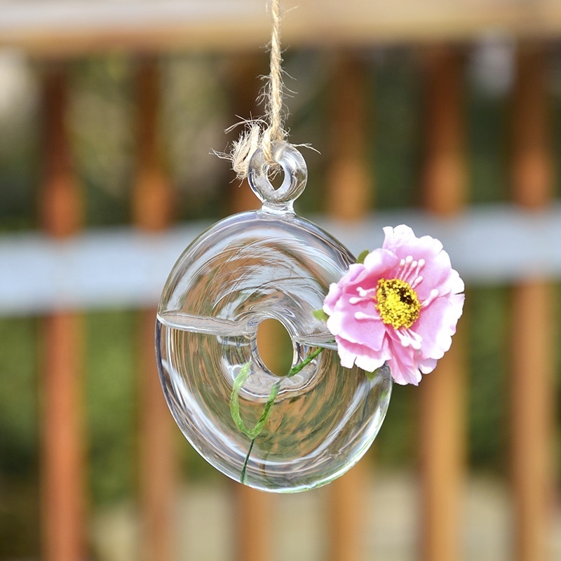 Creative Hanging round glass vase wholesale glass car copper coin shape vase