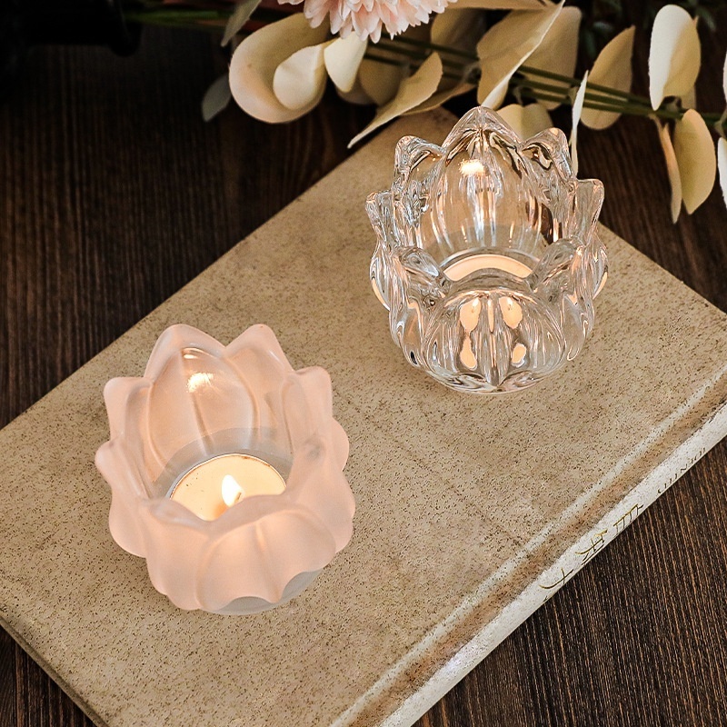 Medieval tulip glass candlestick romantic retro transparent table candle ornaments home decoration Valentine's Day gift