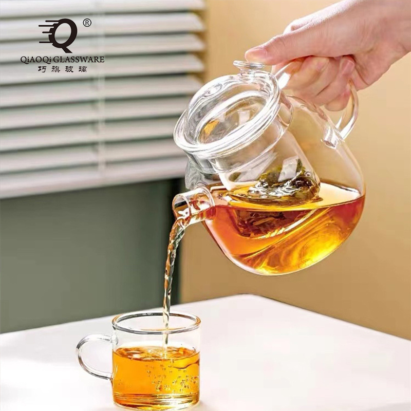 680ml 1100ml High Borosilicate Clear Glass Boiling Tea Kettle Home Office