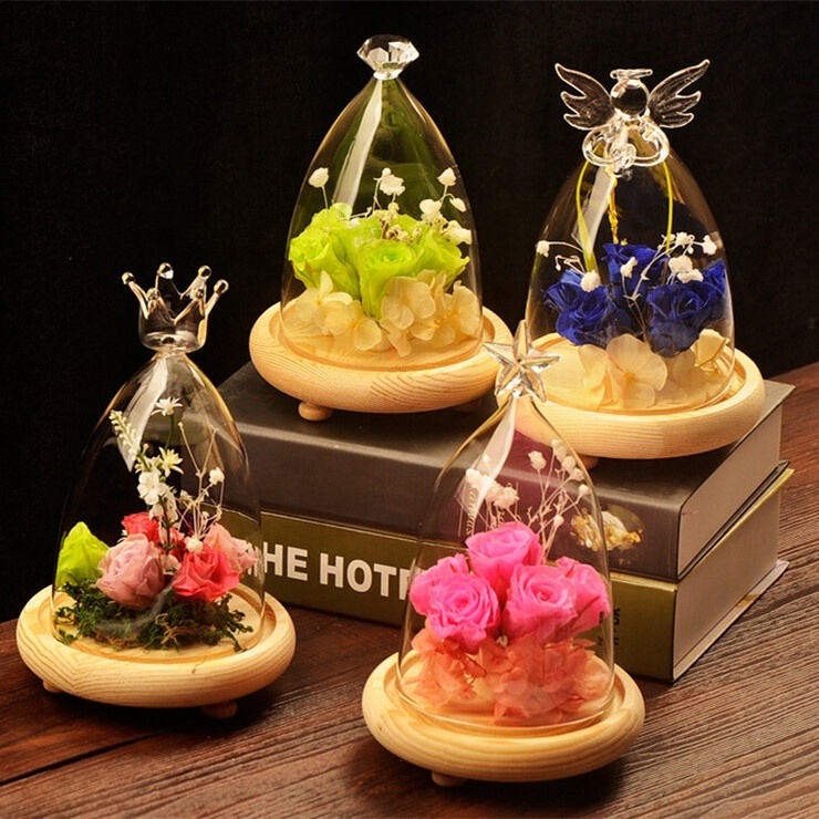 Factory Wholesale U-shape Christmas Decorative Bell Display Cloche Mini Jar Transparent Clear Glass Dome For Holiday