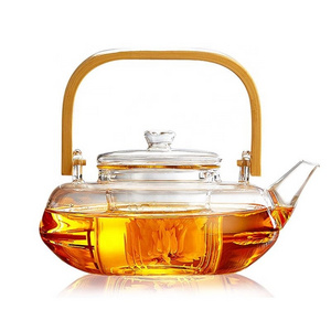 heat resistant glass teapot tea pot with wooden handle pot turkish coffee japanese tea set