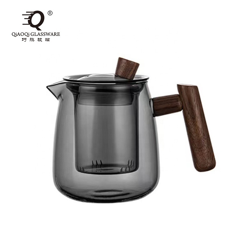 Japanese style smoke pavilion pot cup set tea brewer High temperature resistant filter kettle Wooden handle side handle kettle