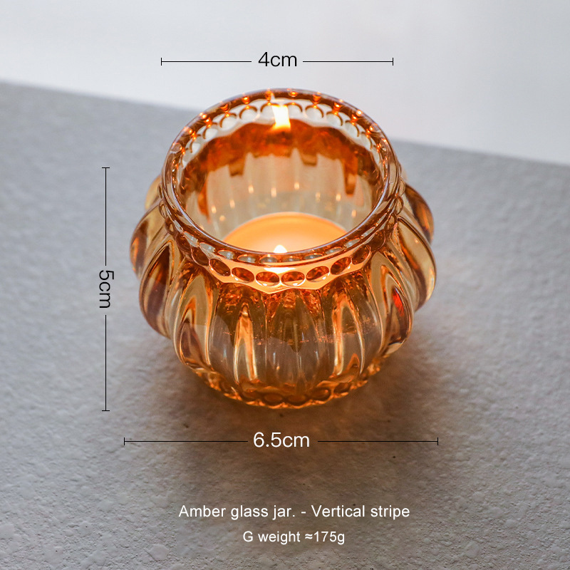 Nordic small fresh spherical pumpkin lantern thickened glass candle holder bar candlelight dinner home decoration ornaments