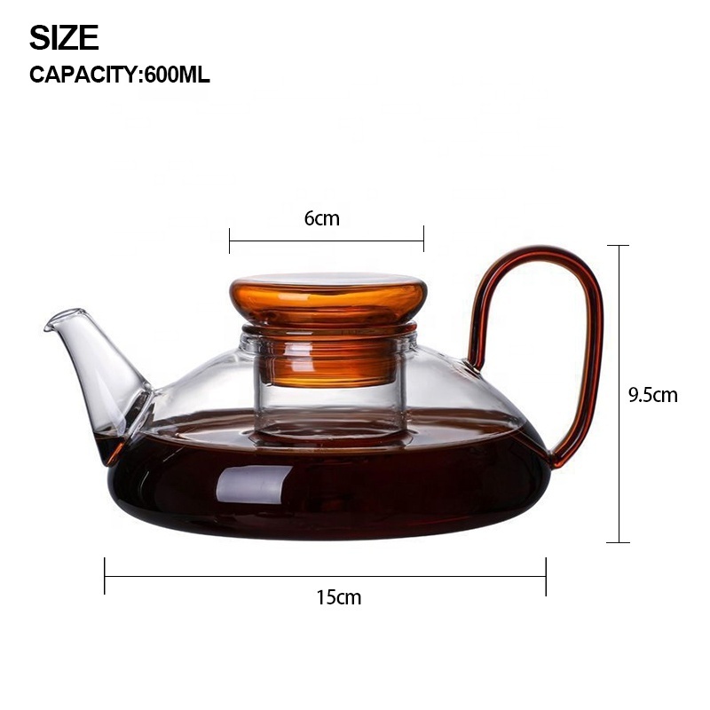 600ml Glass Filter Brewing Teapot Tea Infuser Household Brewing Teapot Coffee Pot