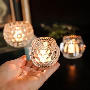 Nordic small fresh spherical pumpkin lantern thickened glass candle holder bar candlelight dinner home decoration ornaments