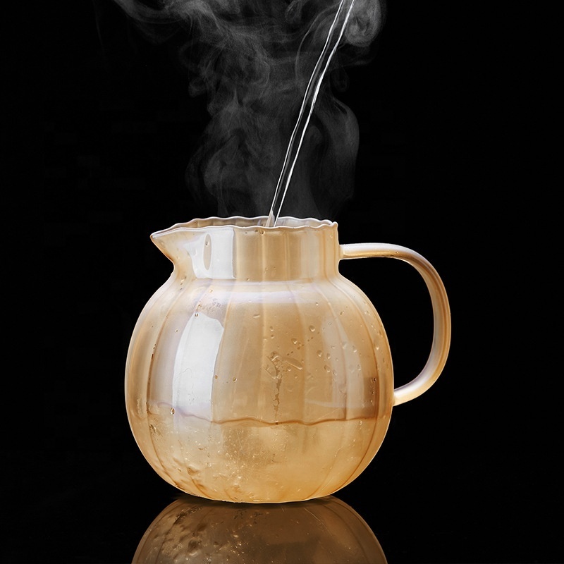 Vertical pumpkin glass teapot high temperature resistant tea water separation home electric ceramic kettle boiling water kettle