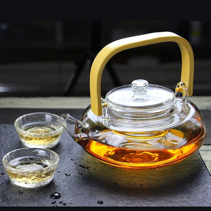 heat resistant glass teapot tea pot with wooden handle pot turkish coffee japanese tea set