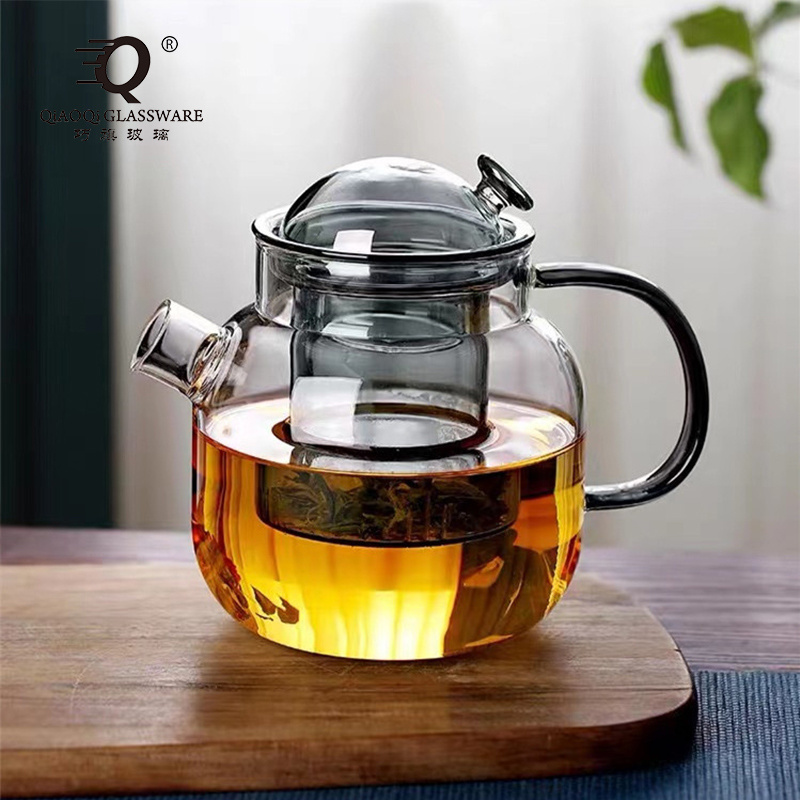 680ml 1100ml High Borosilicate Clear Glass Boiling Tea Kettle Home Office