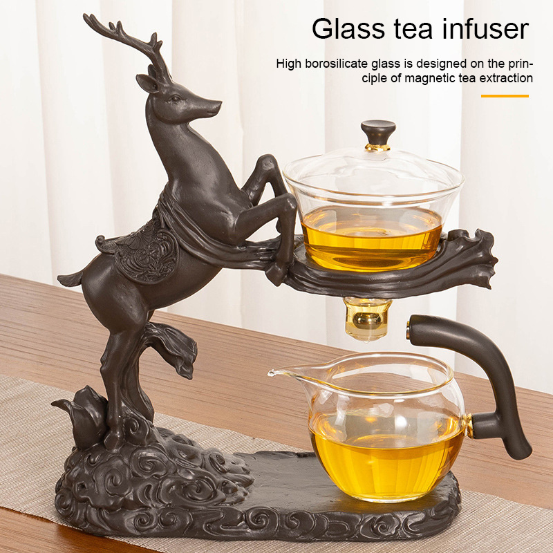 Glass automatic tea set simple household kung fu tea set supplies teapot dispenser all-in-one lazy tea maker