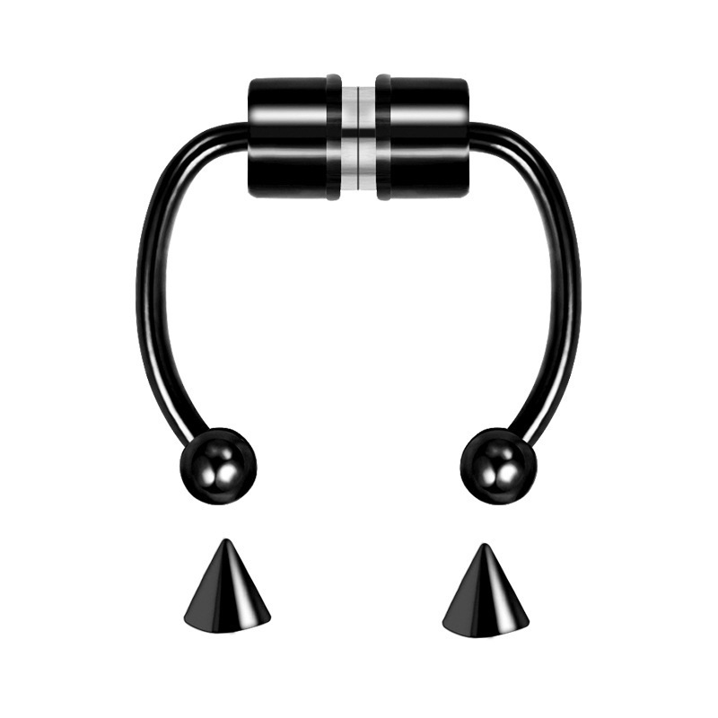 Non Piercing Stainless Steel Gold Fake Nostril Piercing Jewelry Horseshoe Hoop Nose Ring Set Faux Septum Magnetic Nose Ring